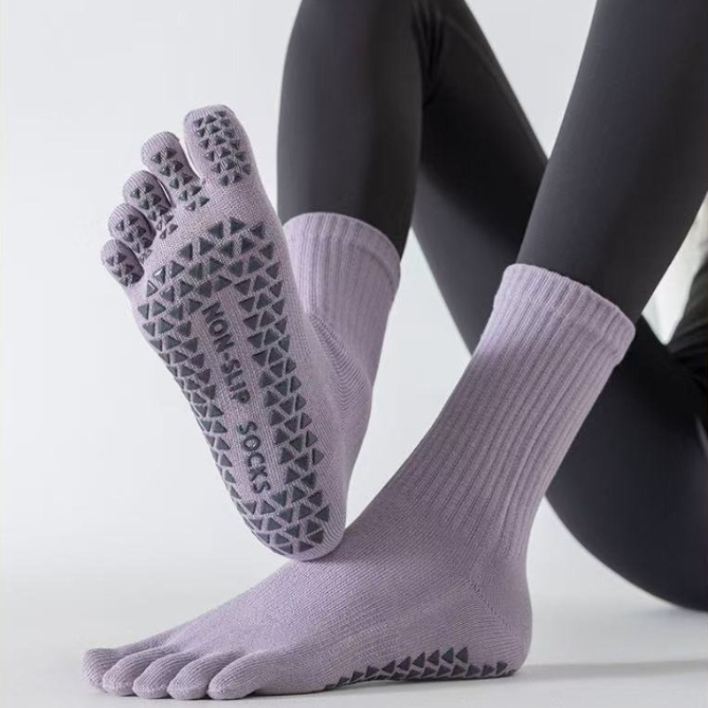 Medias Para Pilates Y Yoga - Unisex Five‑Toe Yoga Socks Mid‑Calf Non‑Slip