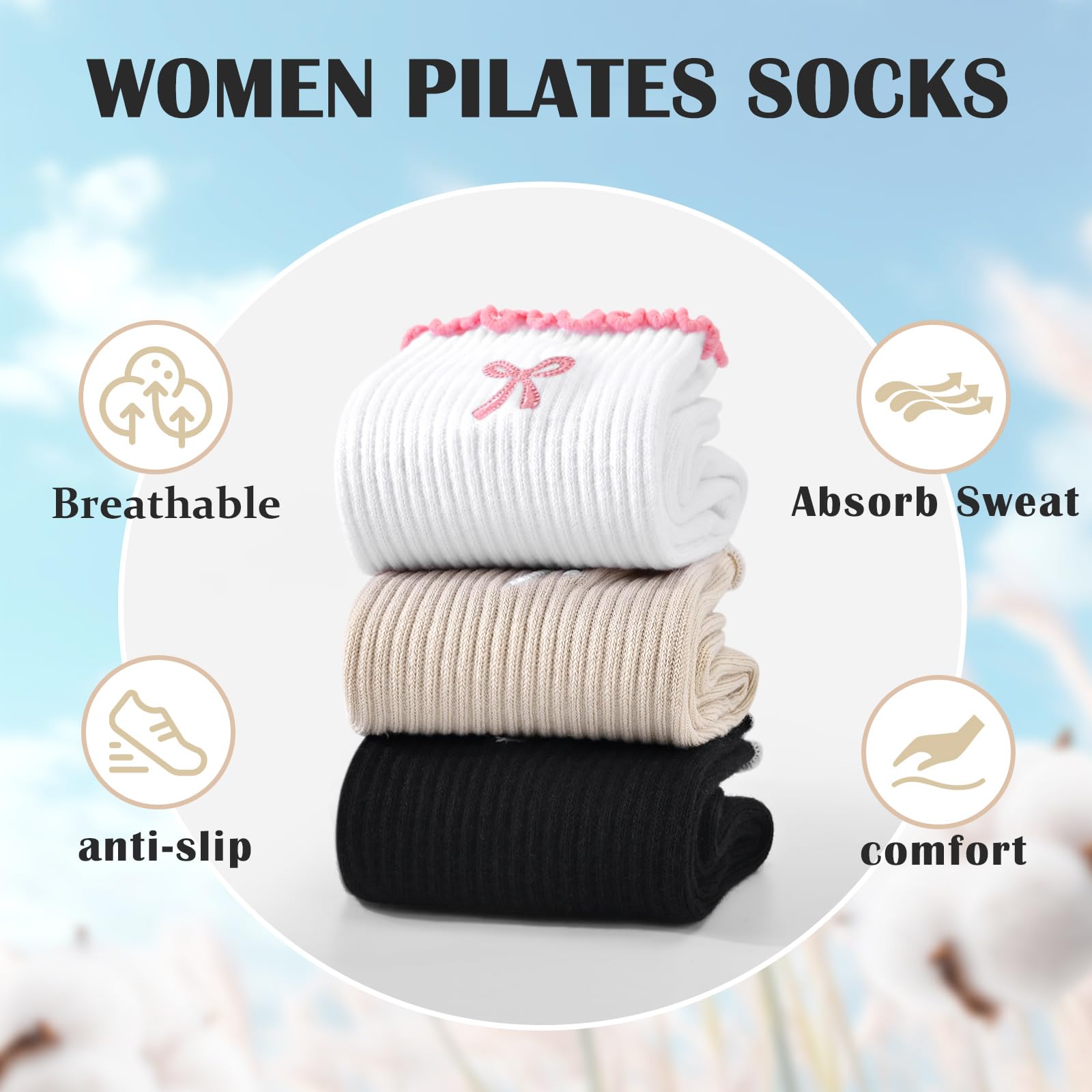 1 Pair of Anti-Slip Grip Pilat - огляд і ціна Medias Para Pilates Y Yoga